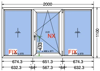 Moderne kunststof raamkozijn met heldere glazen ruit geplaatst in een witte gevel, gefotografeerd in daglicht