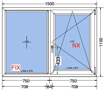 Witte kunststof kozijnen met glas en een deurgreep, geplaatst in een moderne gevel van een woning.