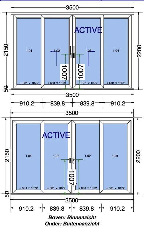 Close-up van een kunststof kozijn met schuifpui en helder glas in een moderne woning