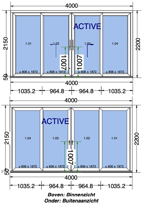 Moderne kunststof schuifpui in neutrale kleur geplaatst in een woonruimte met uitzicht op tuin