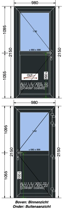 Moderne kunststof schuifpui met aluminium kozijn in een woonhuis, omgeven door groene tuin en terras.