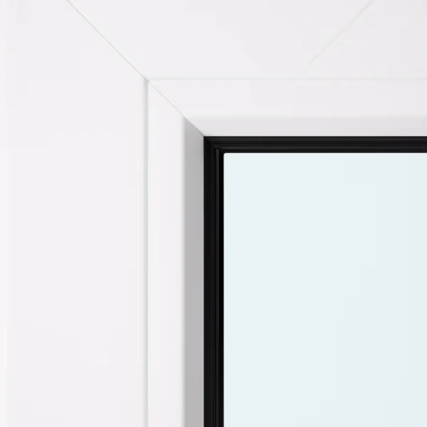 Witte kunststof kozijnen met dubbele beglazing en een openstaand raam in een moderne woning gevel